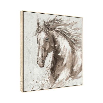 Gambar Informa Lukisan Kanvas Handmade & Print Horse 100x100 cm - Mix