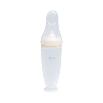 Gambar Kindla Botol Sendok Makan Bayi Squeeze Silikon 120 ml - Krem Beige