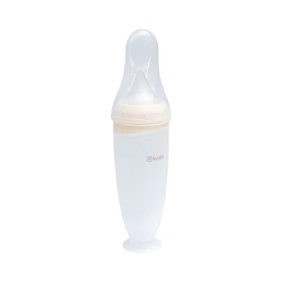 Gambar Kindla Botol Sendok Makan Bayi Squeeze Silikon 120 ml - Krem Beige
