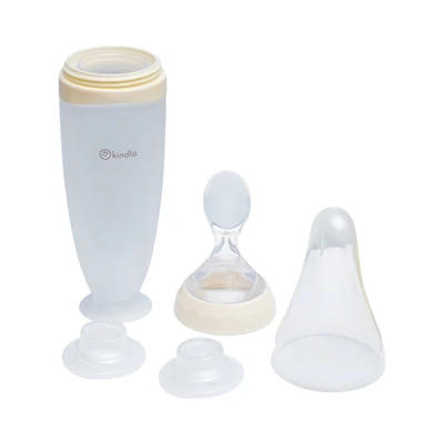Gambar Kindla Botol Sendok Makan Bayi Squeeze Silikon 120 ml - Krem Beige