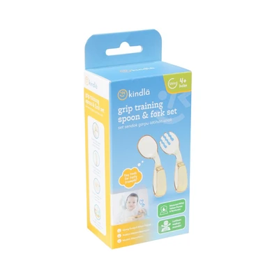 Gambar Kindla Sendok & Garpu Training Bayi PPSU Kiddie Grip Set 2 pcs - Cokelat