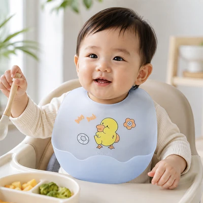 Gambar Kindla Celemek Makan Bayi Silikon Little Meal Animal Random
