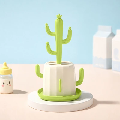 Gambar Kindla Rak Pengering Botol Bayi Little Cactus 14x14x12 cm - Hijau