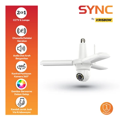 Gambar Krisbow Sync Smart Ip Camera Wifi Bulb Ptz Dengan Lighting - Putih