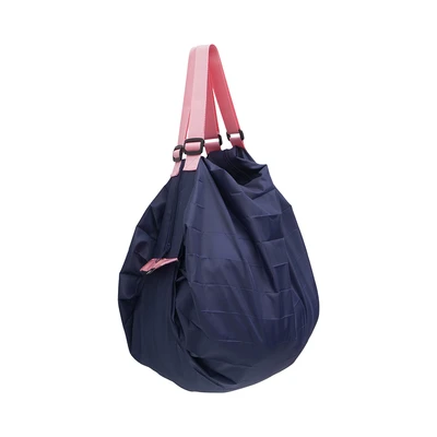 Gambar THYS Tas Belanja Lipat Roll Medium Serbaguna - Biru Navy/Pink