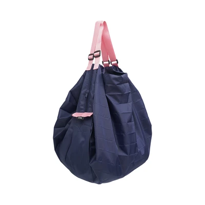Gambar THYS Tas Belanja Lipat Roll Large Serbaguna - Biru Navy/Pink