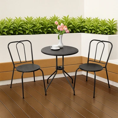 Gambar Soleil Nara Kursi & Meja Teras Set 3 pcs - Hitam