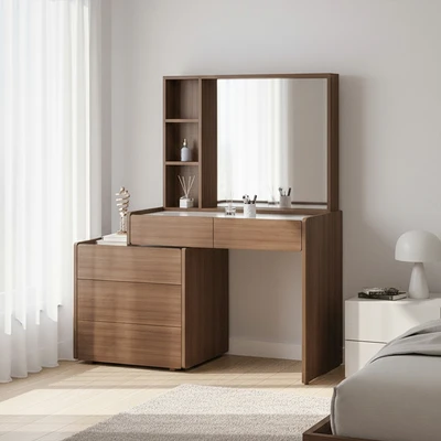 Gambar Informa Calisto Meja Rias Dengan Cermin - Cokelat Walnut