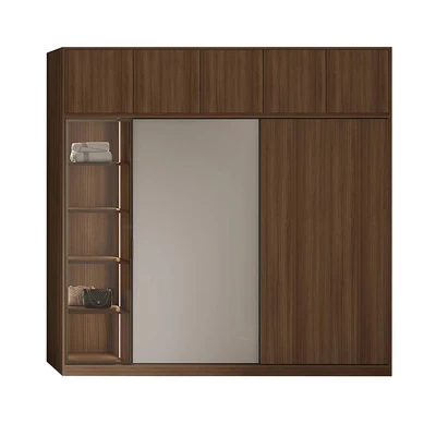 Gambar Informa Calisto Lemari Pakaian 2 Pintu Sliding Dengan Kabinet - Cokelat Walnut