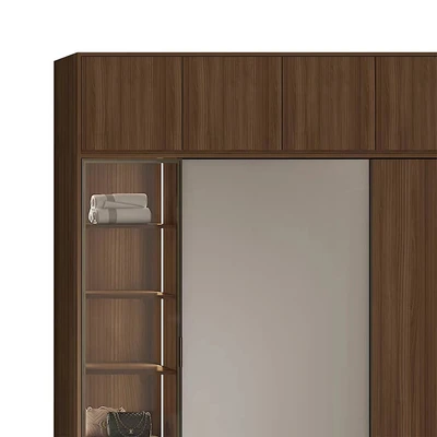 Gambar Informa Calisto Lemari Pakaian 2 Pintu Sliding Dengan Kabinet - Cokelat Walnut