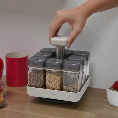 Gambar Culinart Wadah Bumbu Dapur Dengan Rak Rotating 100 ml Set 8 pcs - Abu-abu