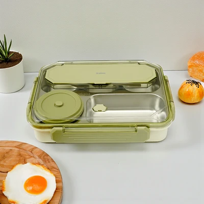 Gambar Picas Suwa Kotak Makan Stainless Steel 5 Sekat 1.4 Liter - Hijau