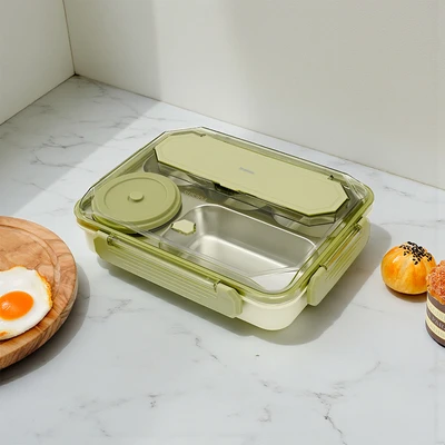 Gambar Picas Suwa Kotak Makan Stainless Steel 5 Sekat 1.4 Liter - Hijau