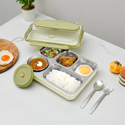 Gambar Picas Suwa Kotak Makan Stainless Steel 5 Sekat 1.4 Liter - Hijau