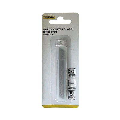 Gambar Krisbow Mata Pisau Cutter SK5 Carbon Steel 9 mm Set 10 Pcs - Silver