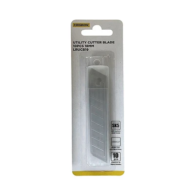 Gambar Krisbow Mata Pisau Cutter SK5 Carbon Steel 18 mm Set 10 Pcs - Silver