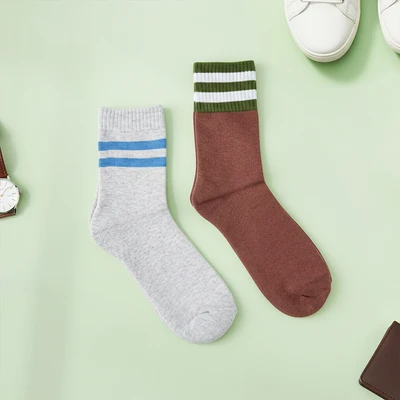 Gambar Ataru Set 2 Pasang Kaos Kaki Pria Crew Terry Stripe