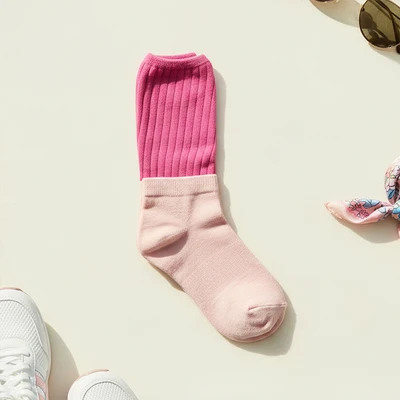 Gambar Ataru Kaos Kaki Wanita Crew Double Tone - Pink