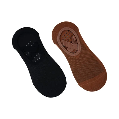 Gambar Ataru Set 2 Pcs Kaos Kaki Yoga Wanita - Cokelat/Hitam