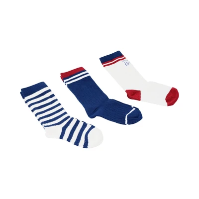 Gambar Ataru Set 3 Pasang Kaos Kaki Anak Crew - Biru Navy/Merah