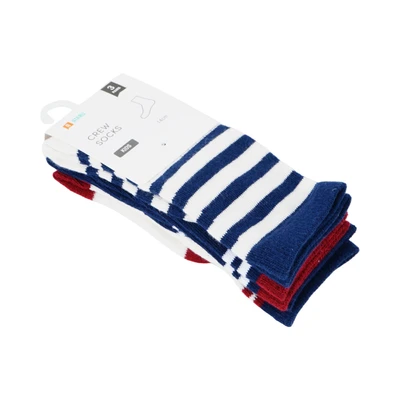 Gambar Ataru Set 3 Pasang Kaos Kaki Anak Crew - Biru Navy/Merah