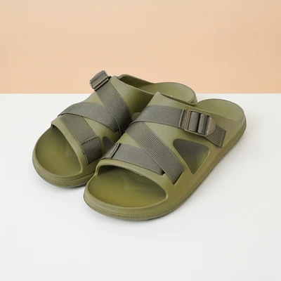 Gambar Ataru Ukuran 42/43 Sandal Pria Slides Zigzag Buckle - Hijau