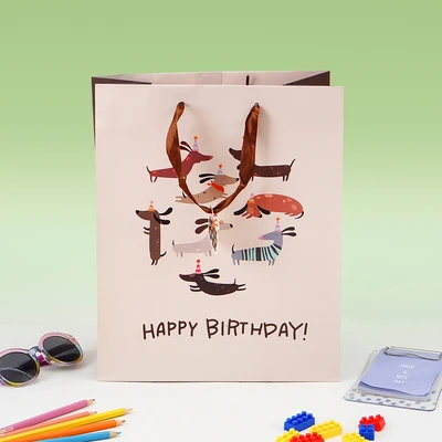 Gambar Ataru 26.5x33x14 cm Tas Kado Dachshund Birthday Party - Mix