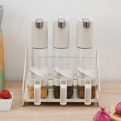 Gambar Culinart Tempat Minyak & Bumbu Dapur Dengan Rak Set 6 pcs - Putih
