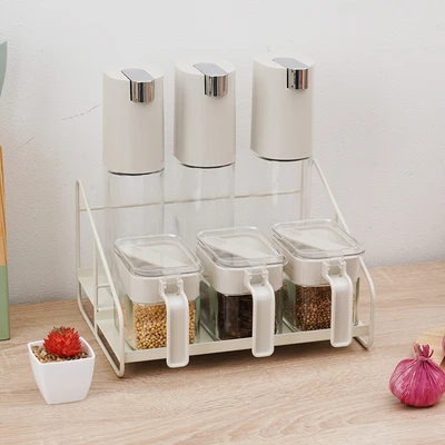 Gambar Culinart Tempat Minyak & Bumbu Dapur Dengan Rak Set 6 pcs - Putih