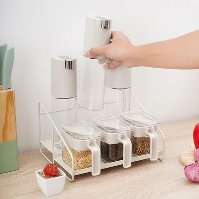 Gambar Culinart Tempat Minyak & Bumbu Dapur Dengan Rak Set 6 pcs - Putih