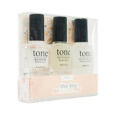 Gambar Tone Cosmetics Kutek Kuku The Key Of Lasting Set 3 pcs - Mix