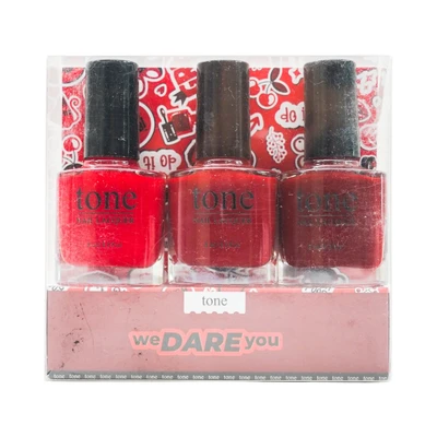 Gambar Tone Cosmetics Kutek Kuku We Dare You Set 3 pcs - Merah Maroon