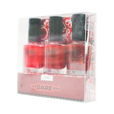 Gambar Tone Cosmetics Kutek Kuku We Dare You Set 3 pcs - Merah Maroon