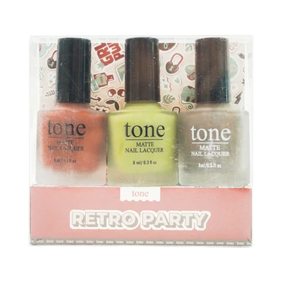 Gambar Tone Cosmetics Kutek Kuku Matte Retro Party Set 3 pcs - Mix