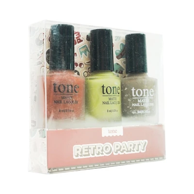 Gambar Tone Cosmetics Kutek Kuku Matte Retro Party Set 3 pcs - Mix