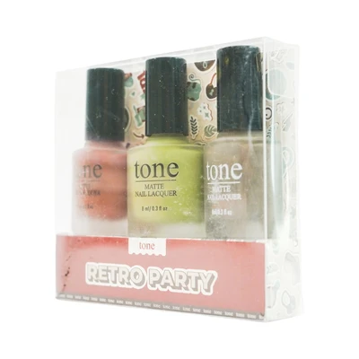 Gambar Tone Cosmetics Kutek Kuku Matte Retro Party Set 3 pcs - Mix