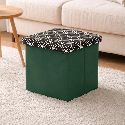 Gambar Stora Bangku Ottoman Lipat Fabric Hexa - Hijau