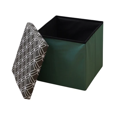 Gambar Stora Bangku Ottoman Lipat Fabric Hexa - Hijau