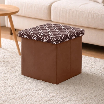 Gambar Stora Bangku Ottoman Lipat Fabric Hexa - Cokelat
