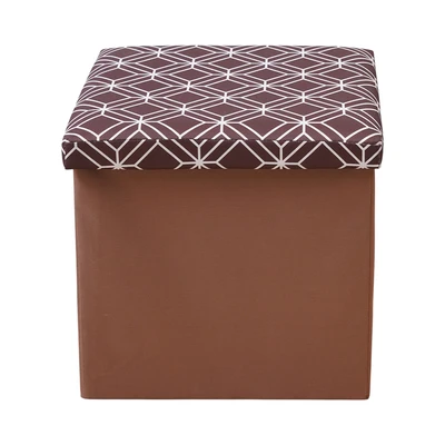 Gambar Stora Bangku Ottoman Lipat Fabric Hexa - Cokelat