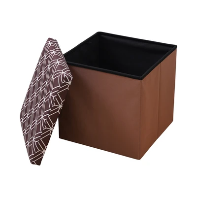 Gambar Stora Bangku Ottoman Lipat Fabric Hexa - Cokelat