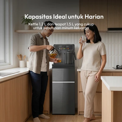 Gambar Klaz Arosa Dispenser Air Bottom Loading Dengan Kettle & Tea Pot - Hitam