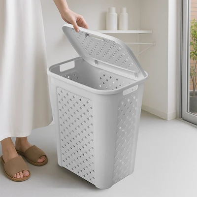 Gambar Stora Keranjang Laundry Dengan Woven 50 Liter - Abu-Abu