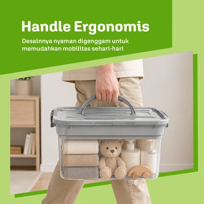 Gambar Stora Kotak Penyimpanan Modular Dengan Tray & Cups 38.5x28.8x24 cm - Abu-Abu