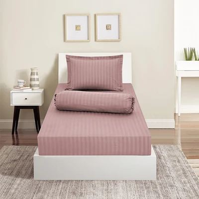 Gambar Sleeplite 120x200 cm Set 3 Pcs Seprai Single Microfiber Emboss - Pink Blush