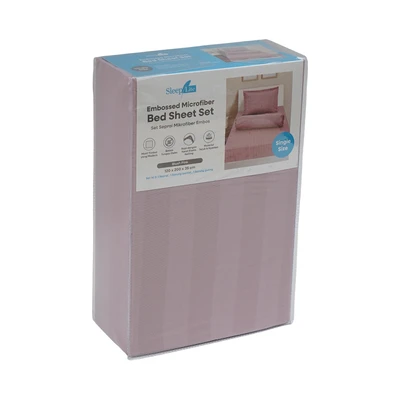 Gambar Sleeplite 120x200 cm Set 3 Pcs Seprai Single Microfiber Emboss - Pink Blush
