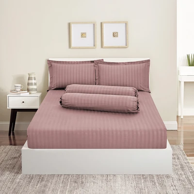 Gambar Sleeplite 180x200 cm Set 5 Pcs Seprai King Microfiber Emboss - Pink Blush