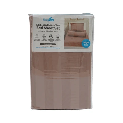 Gambar Sleeplite 120x200 cm Set 3 Pcs Seprai Single Microfiber Emboss - Cokelat Pecan