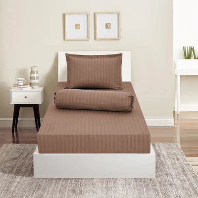 Gambar Sleeplite 120x200 cm Set 3 Pcs Seprai Single Microfiber Emboss - Cokelat Coffee