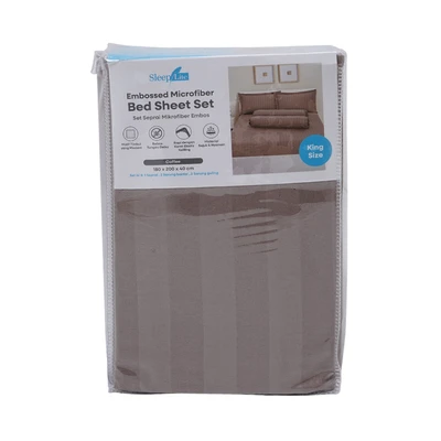 Gambar Sleeplite 180x200 cm Set 5 Pcs Seprai King Microfiber Emboss - Cokelat Coffee